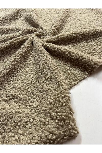 Kumaş sever Vizon Renk Buklet Kıvırcık Peluş Kumaş Teddy Kumaş Ceket Kaban Hırka Metrelik Çift En 150 cm