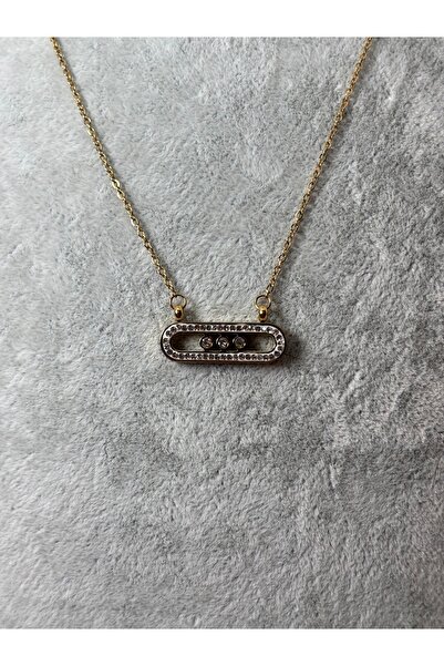 Uzak Işıklar Steel Necklace Messika Fixed Zircon Stone Gold