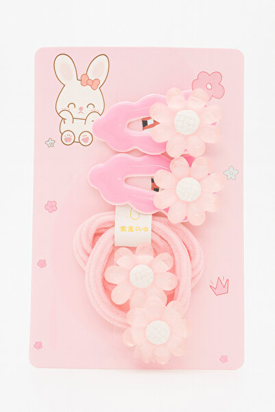 MakeWell Çocuklar için Çiçek Tasarımlı Lastik ve Yan Toka Seti