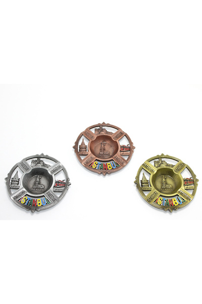 KTT Istanbul Themed Local Metal Ashtray Round Stylish Designed Functional Product