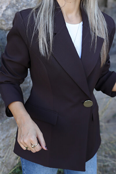 bytugcekaya Кафяво златисто сако с един копче