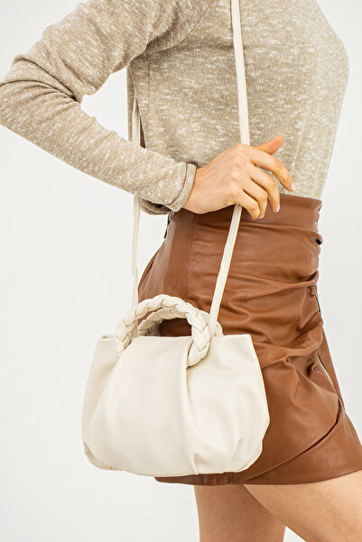 Borghetto حقيبة يد وكتف وحقيبة كروس نسائية فستان بتجاعيد مجمّعة مصنوعة من الج...