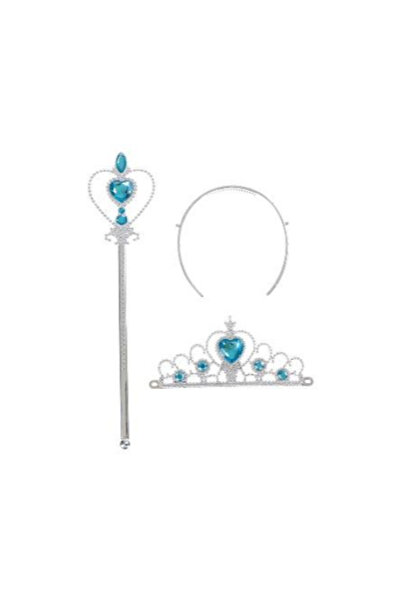 KTT Frozen Elsa Blue Heart Crown and Blue Scepter Set Children's Size Stylishly Designed Functional Product