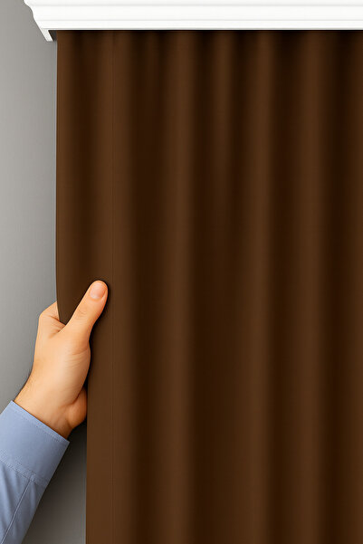 Emuz Светлонепроницаема кафява завеса без косми, не се глади, слънцезащитна, ...