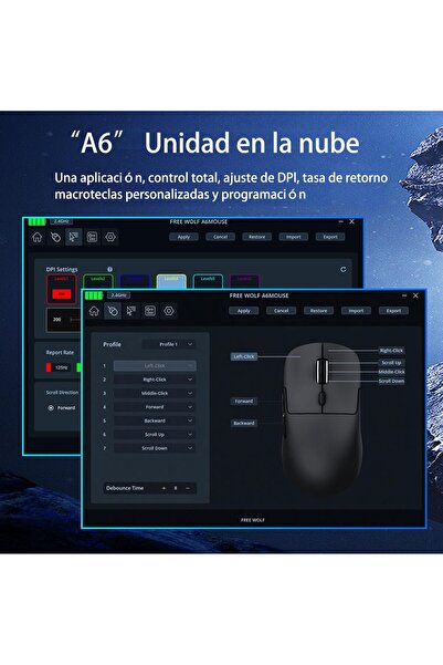 ATAsoft Freewolf A6 Kablosuz Oyuncu Mouse PAW3311 1000 Hz 24000 DPI Profesyonel Bluetooth Üç Modlu Bağlantı