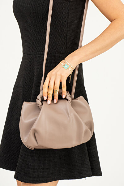 Borghetto حقيبة يد وكتف وحقيبة كروس نسائية فستان بتجاعيد مجمّعة مصنوعة من الج...