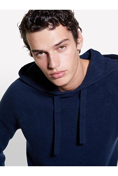 Sisley Світшот з капюшоном і кишенями-кенгуру з бавовняною сумішшю Чоловічий світло-синій світшот - 324A1QPSS200Q