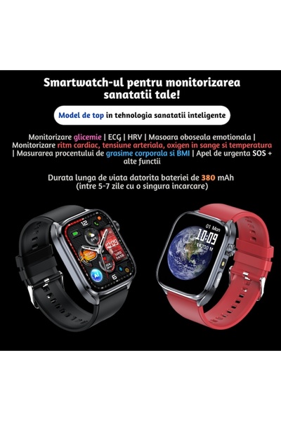 Lommad Lommad® Smartwatch, Blood Pressure Monitoring, Blood Glucose, Uric Acid, ECG, Heart Rate