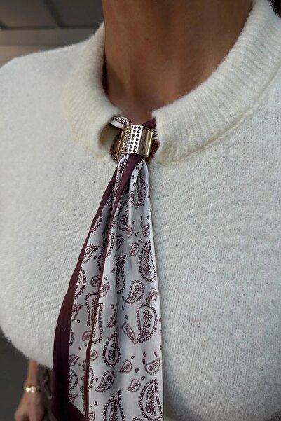 HARMONY GLOBAL Ecru Short-Sleeved Soft Textured Knit Sweater with Scarf Collar – Modern Cut, Women's Stylish Sweater 2536