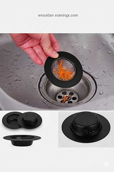 LOVYCO مصفاة حوض من الفولاذ المقاوم للصدأ باللون الأسود قطر: 11.5 سم