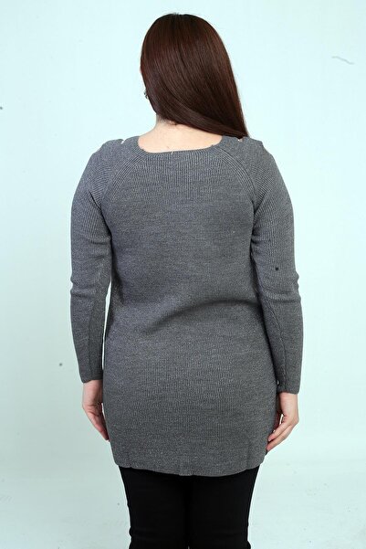 By Saygı Off-the-Shoulder Plus Size Sports Tunic Sweater
