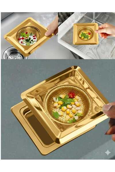 LOVYCO مصفاة حوض مربعة من الفولاذ المقاوم للصدأ |   فلتر مانع للتسرب وفلتر لالتقاط القمامة |   مضاد للانسداد 9 سم