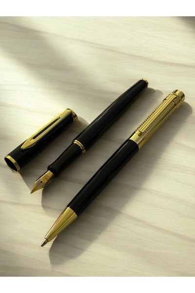 NEW STYLE A luxurious and elegant pen set consisting of a ballpoint pen and a fountain pen, presented in a stylish gift box.