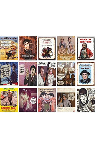 EXİN 15’li Retro Yeşilçam Film Afişleri Seti – Nostaljik Türk Sineması Duvar Posteri Koleksiyonu