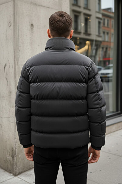 MOVENTO Men's Leather Detailed Puffer Jacket