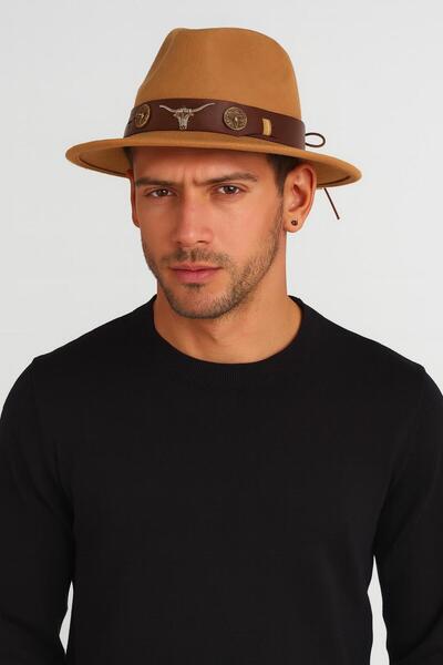 kuru 🧢   Western Style Thick Felt Fedora Hat – Adjustable Fit