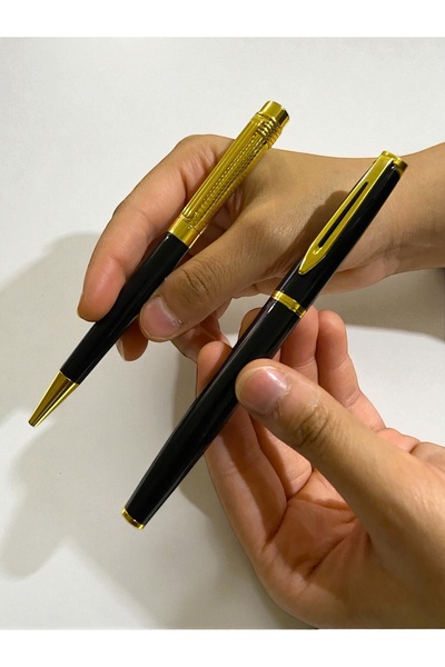 NEW STYLE A luxurious and elegant pen set consisting of a ballpoint pen and a fountain pen, presented in a stylish gift box.