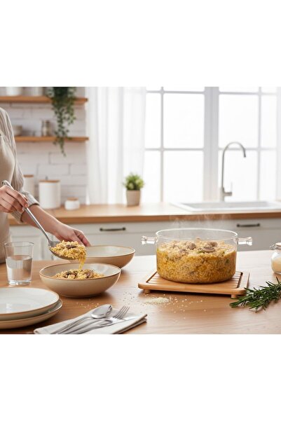 Aurov Oala Sticla Borosilicata, 2L, Termorezistenta, Gaz, Capac/Manere, Gatit/Servire, Transparenta