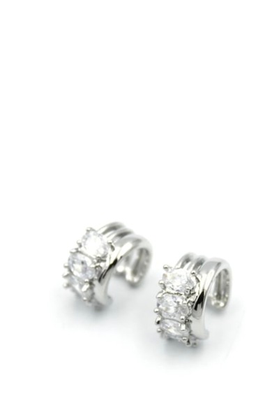 ECCEX حلق غضروف مرصع بالأحجار مكون من قطعتين - فضي