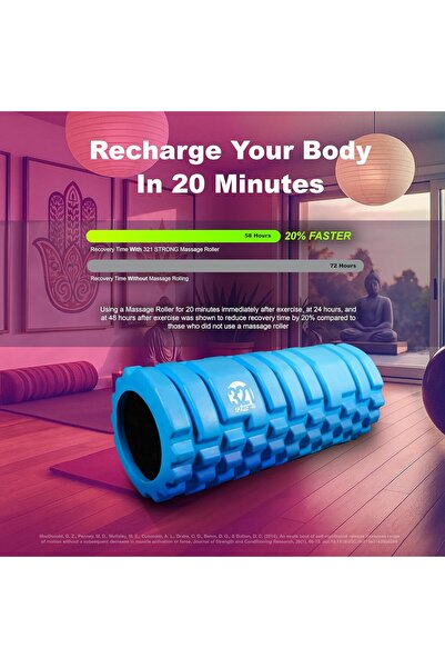 321 STRONG Foam Roller (Bubble Gum) - Medium Density Deep Tissue Massager with 4K eBook