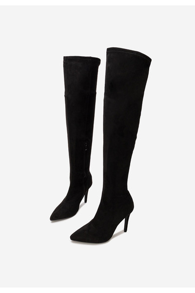 B T Shoes Cizme lungi cu toc subtire Glorise negre