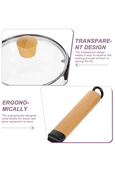 Aurov Borosilicate Glass Pot, 1.8L, Heat Resistant, Gas, Wooden Lid/Handle, Cooking/Serving, Transparent