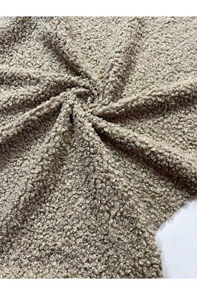 Kumaş sever Vizon Renk Buklet Kıvırcık Peluş Kumaş Teddy Kumaş Ceket Kaban Hırka Metrelik Çift En 150 cm