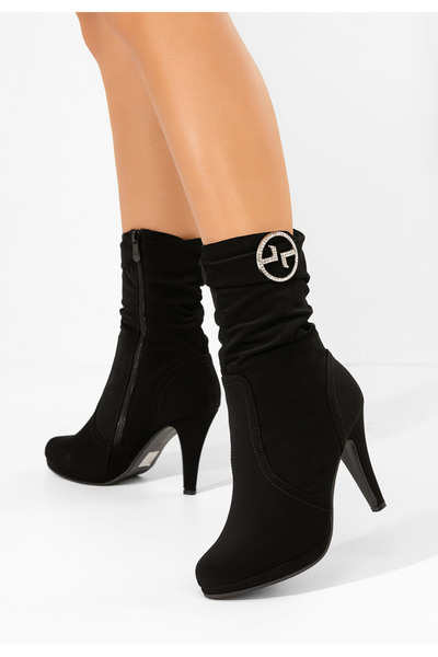 B T Shoes Botine cu toc subtire Lunavira negre