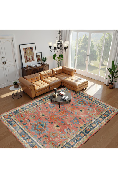 rugseason Çiçekli Etnik Desenli Dokuma Taban Kilim Salon Mutfak Oturma Odası ...