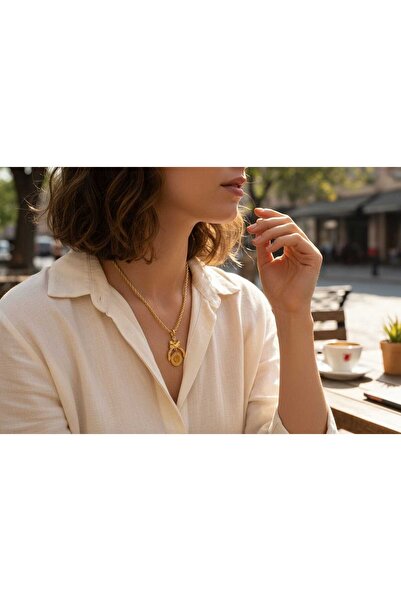 şinda takı ceyrek takılan kurdale fiyonk paslanmaz kolye