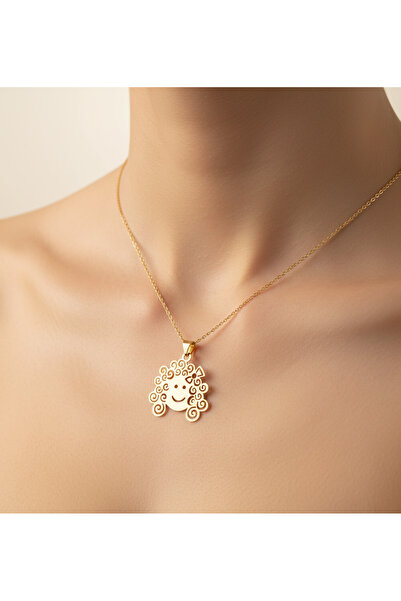 TabiTela 8 ayar altın kolye ucu kız GM3729 0.5 gr