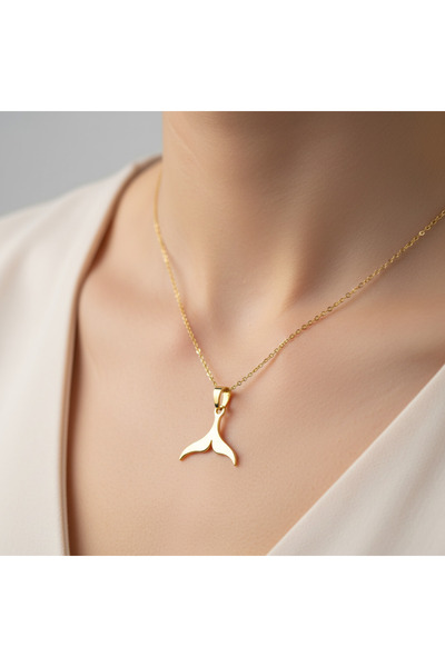 TabiTela 14 ayar altın kolye ucu balina kuyruğu GM5200 0.5 gr