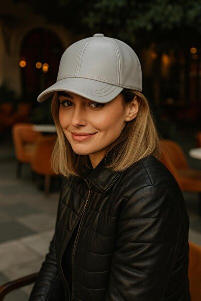 MARBERRY Gray Faux Leather Women's Cap Hat