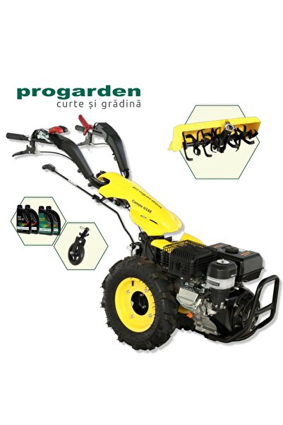Progarden Pachet Campo U16E Motocultor 14CP + Roata sustinere + Freza tractata FT90 + 4L Ulei