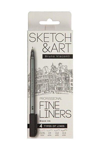 Bruno Visconti 36-0031 Bv Black Thin Liner Set'Sketch&Art' 4 Pcs