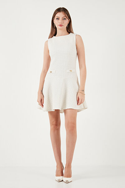 Lela Pamuklu Regular Fit Bisiklet Yaka Düğme Detaylı A Kesim Mini Elbise ELBİSE 6525687