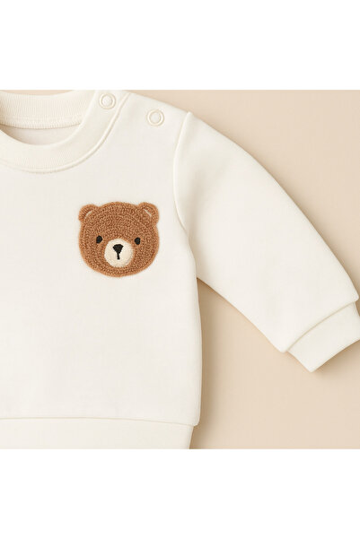 eradkids Organic Cotton Teddy Bear Detailed Baby Top and Bottom Set / Baby Two-Piece Set