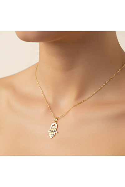 TabiTela 8 ayar altın kolye ucu Hamsa / Fatma’nın Eli GM9388 0.5 gr