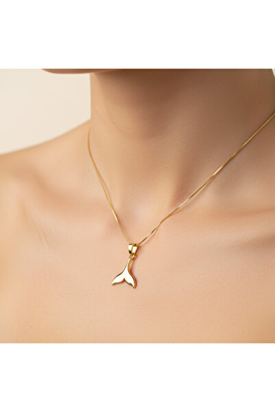 TabiTela 8 ayar altın kolye ucu balina kuyruğu GM5207 0.5 gr