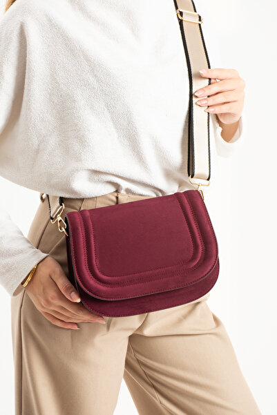 cocy-col حقيبة يد وكتف نسائية من الجلد السويدي باللون العنابي موديل فيوليتا