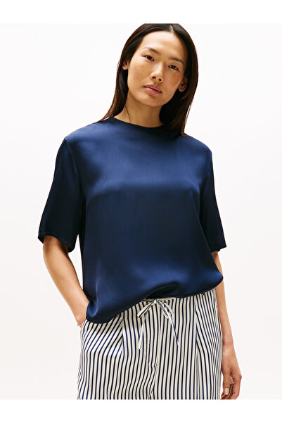 Tommy Hilfiger C-NECK RELAXED T-SHIRT Kadın Mavi Bluz - WW0WW45900