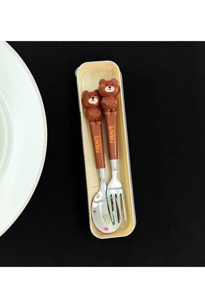 Hype Store Cute animal figured fork spoon set (bear)