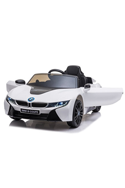 BMW Electric car for children, with remote control i8 Coupe WHITE, 12V, LED lights, music and leather seat