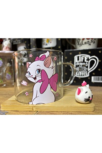 GNR Marie Kedi Altlıklı Kaşıklı Bardak