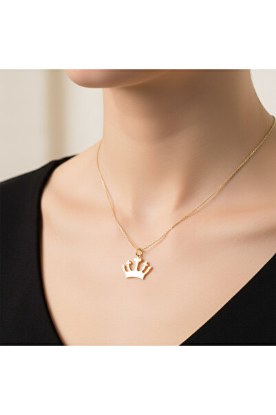 TabiTela 8 ayar altın kolye ucu taç GM3888 0.5 gr