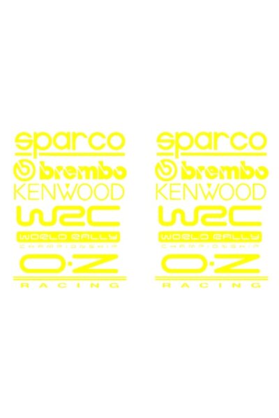 Oracal 651 Pachet 2 bucati, 5 stickere auto, 30x24 cm, Sparco, Brembo, Kenwood, WRC, OZ, ambele portiere, galbe