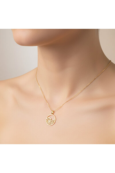 TabiTela 8 ayar altın kolye ucu deniz GM5685 0.5 gr