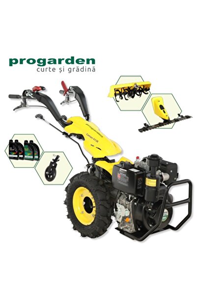 Progarden Pachet Campo U12E Motocultor 12CP + BC120M Bara cosire 120cm + Roata sustinere