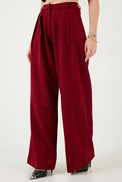 Lela Wide Leg High Waist Wide Leg Pants with Pile Detail Pants 6522016