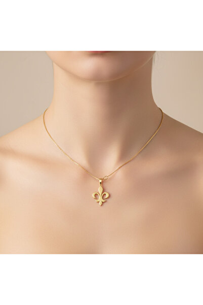 TabiTela 8 ayar altın kolye ucu fleur-de-lis GM4285 0.5 gr